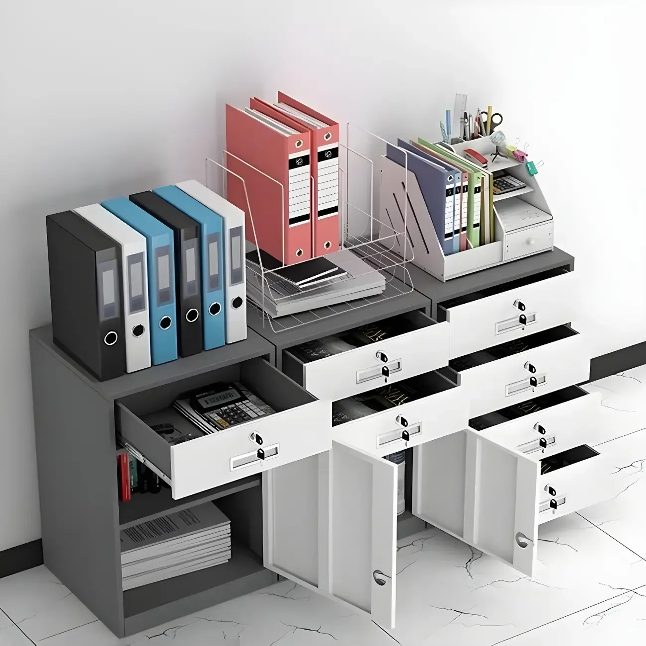 Stylish Steel Vertical Filing Cabinets with Fireproof for Office Image - 10