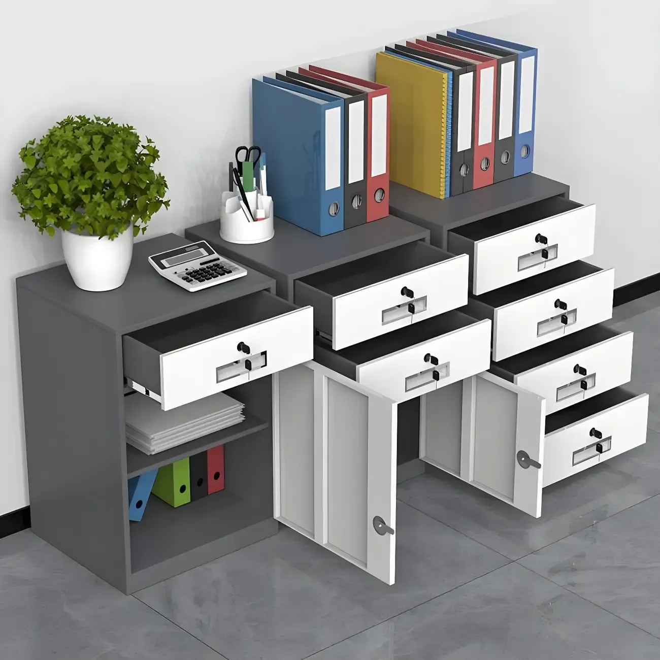 Stylish Steel Vertical Filing Cabinets with Fireproof for Office Image - 14