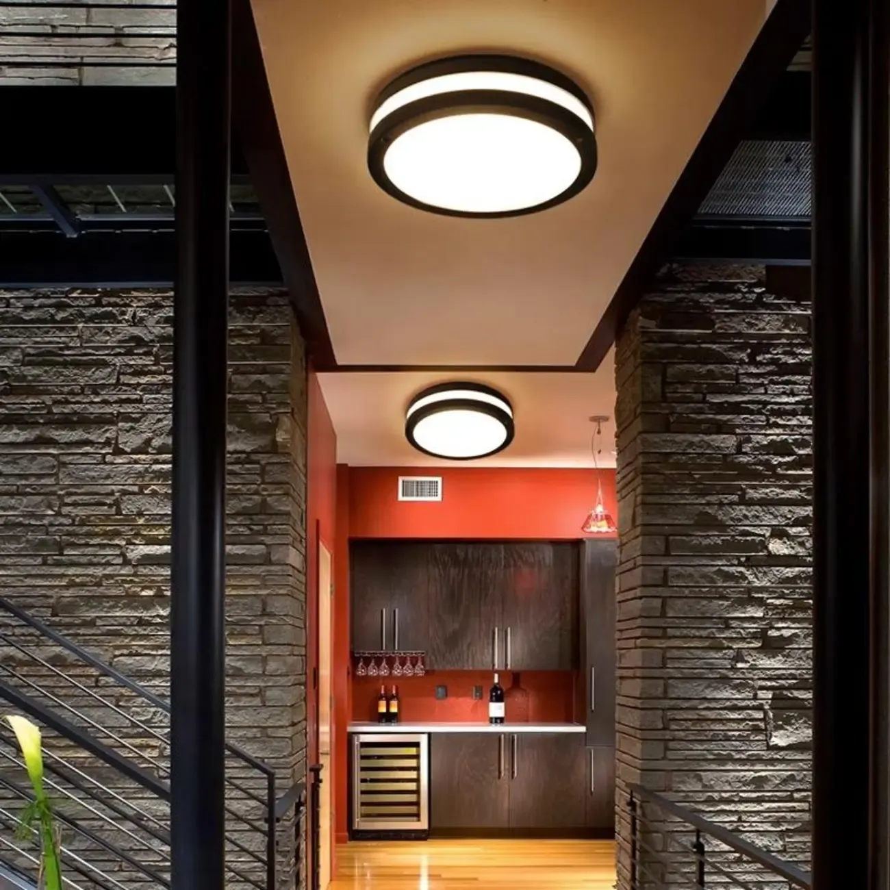 Modern LED Flush Mount Ceiling Light for Outdoor Ambiance Image - 2