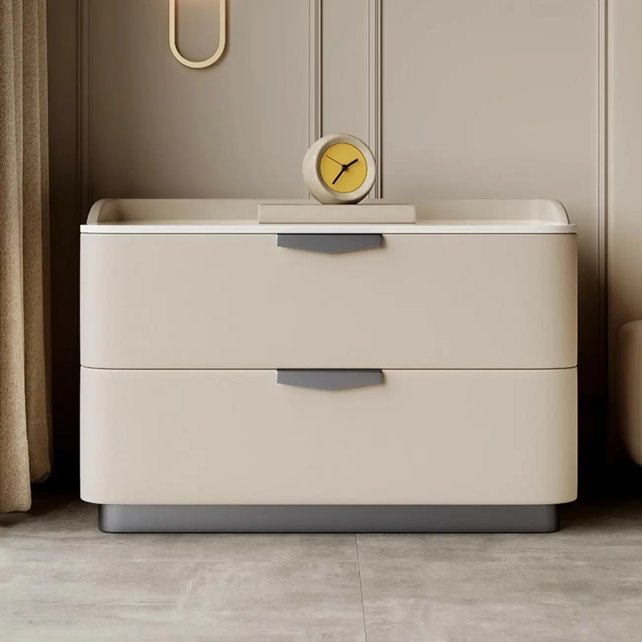 Modern Leather Stone Top Soft-Touch 2-Drawer Nightstand Image - 1 | homeyfad