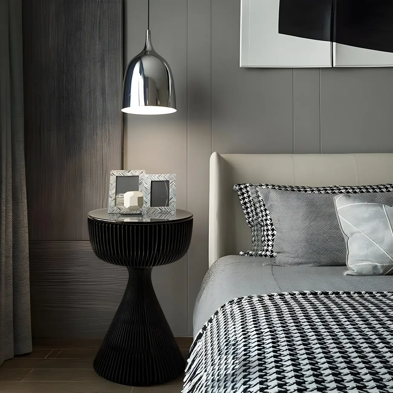 Minimalist Black Glass Round End Table with Collapsible Feature Image - 1 | homeyfad