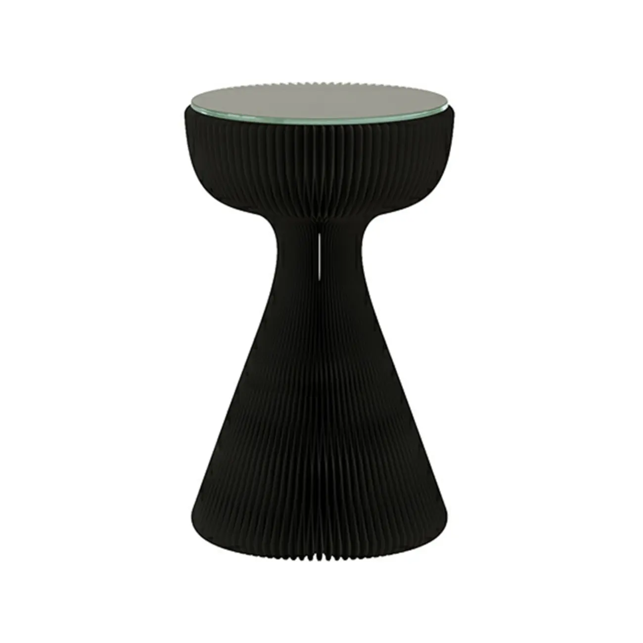 Minimalist Black Glass Round End Table with Collapsible Feature Image - 3 | homeyfad