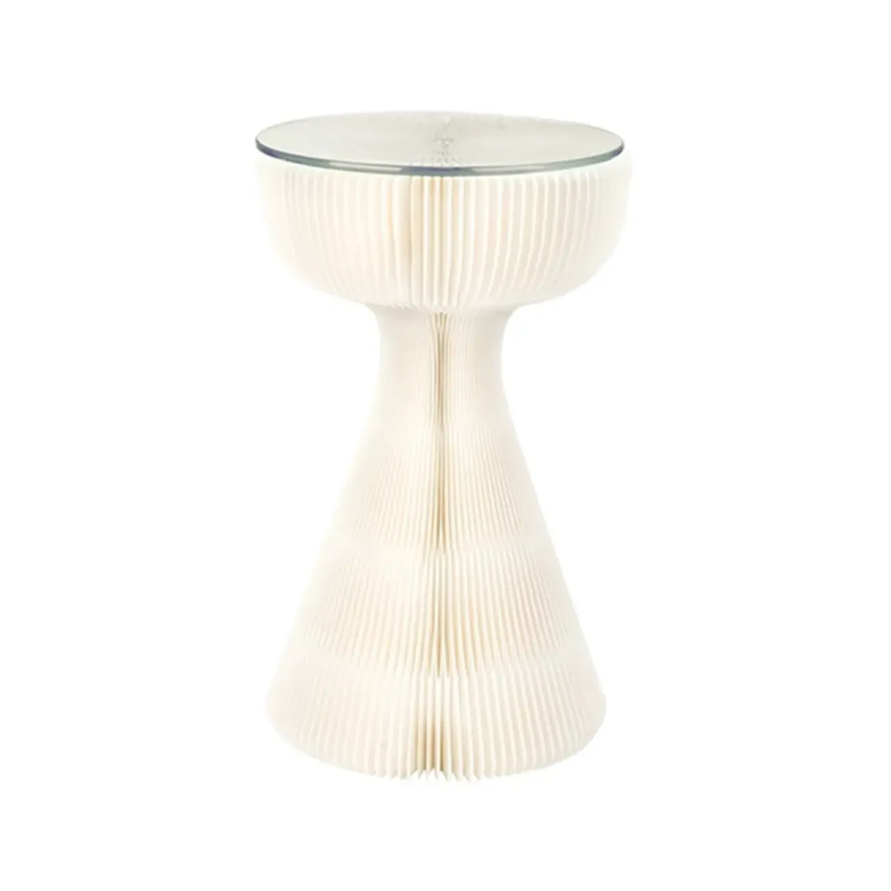 Minimalist Black Glass Round End Table with Collapsible Feature Image - 4