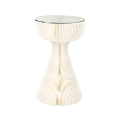 Minimalist Black Glass Round End Table with Collapsible Feature Image - 4