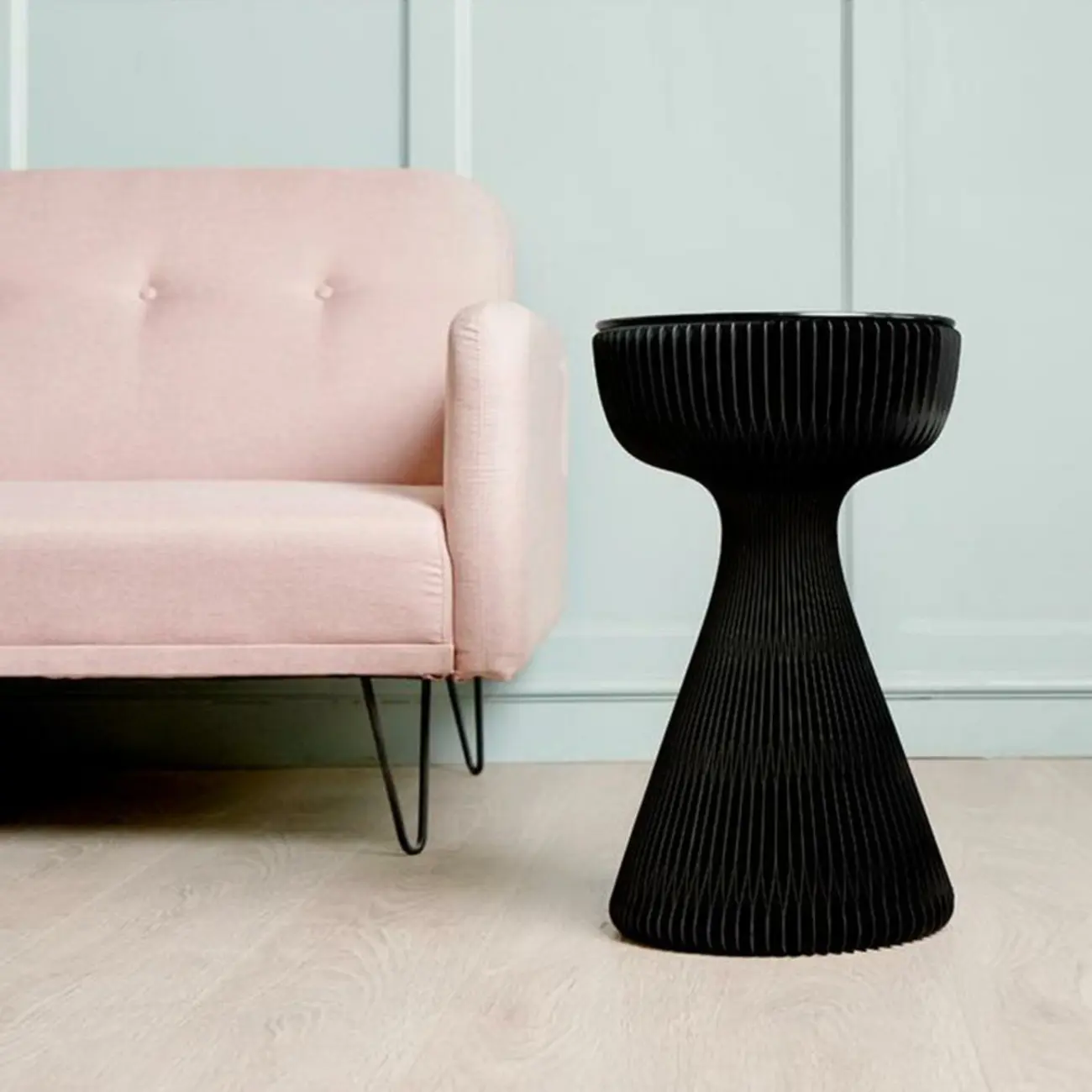 Minimalist Black Glass Round End Table with Collapsible Feature Image - 7 | homeyfad