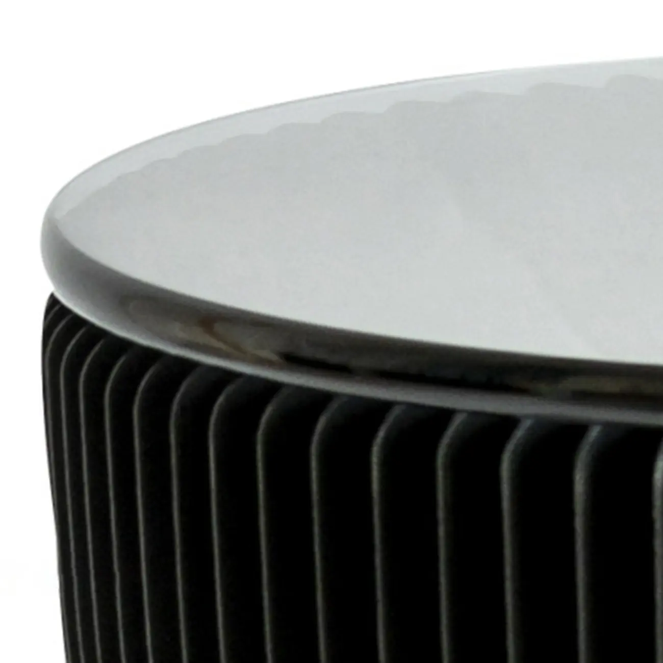 Minimalist Black Glass Round End Table with Collapsible Feature Image - 11 | homeyfad