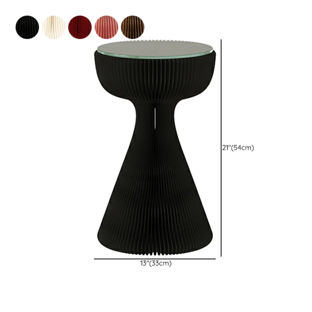 Minimalist Black Glass Round End Table with Collapsible Feature #size | homeyfad