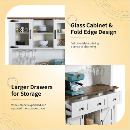 Led Lights Farmhouse Style Large Capacity Wine Cabinet Image - 4