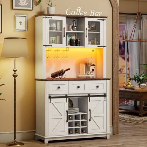 Led Lights Farmhouse Style Large Capacity Wine Cabinet | homeyfad