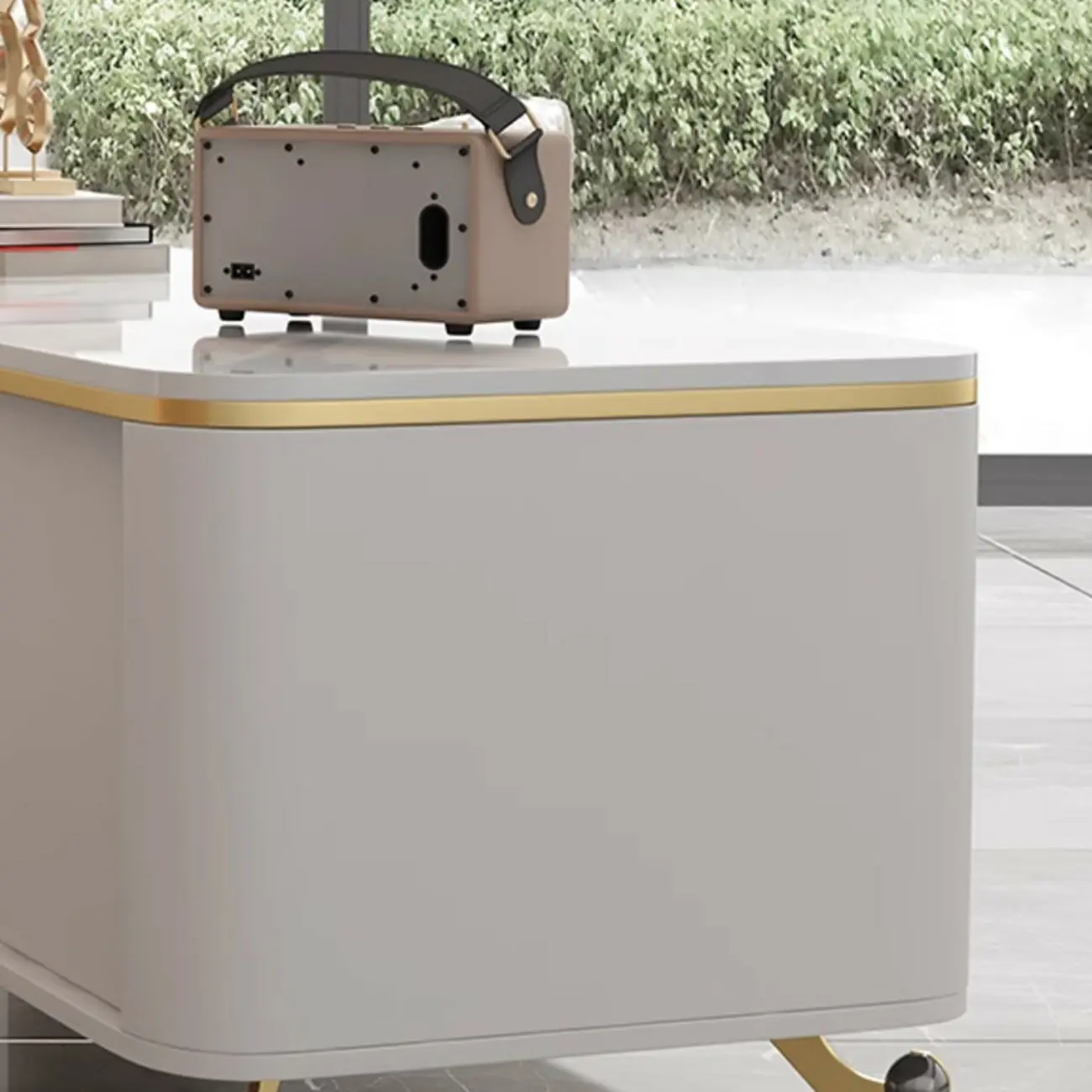 Modern TV Stand with Stone Top and Drawers for Living Room Image - 15 | homeyfad