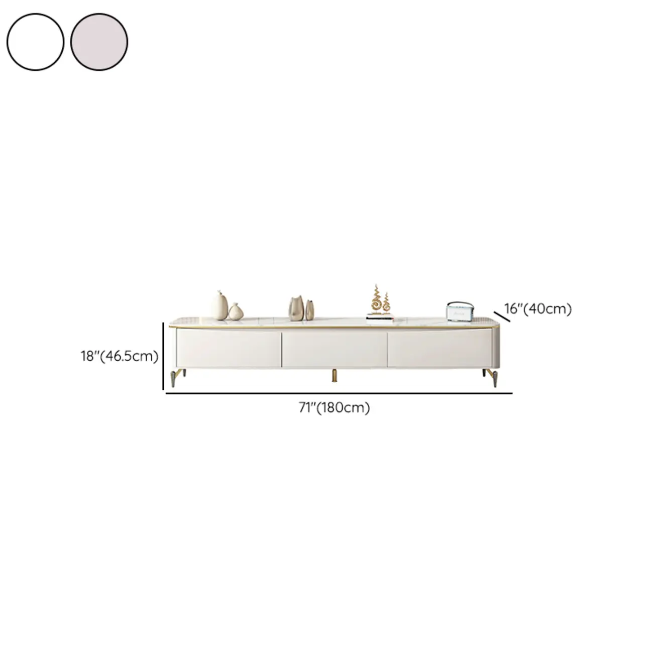 Modern TV Stand with Stone Top and Drawers for Living Room #size