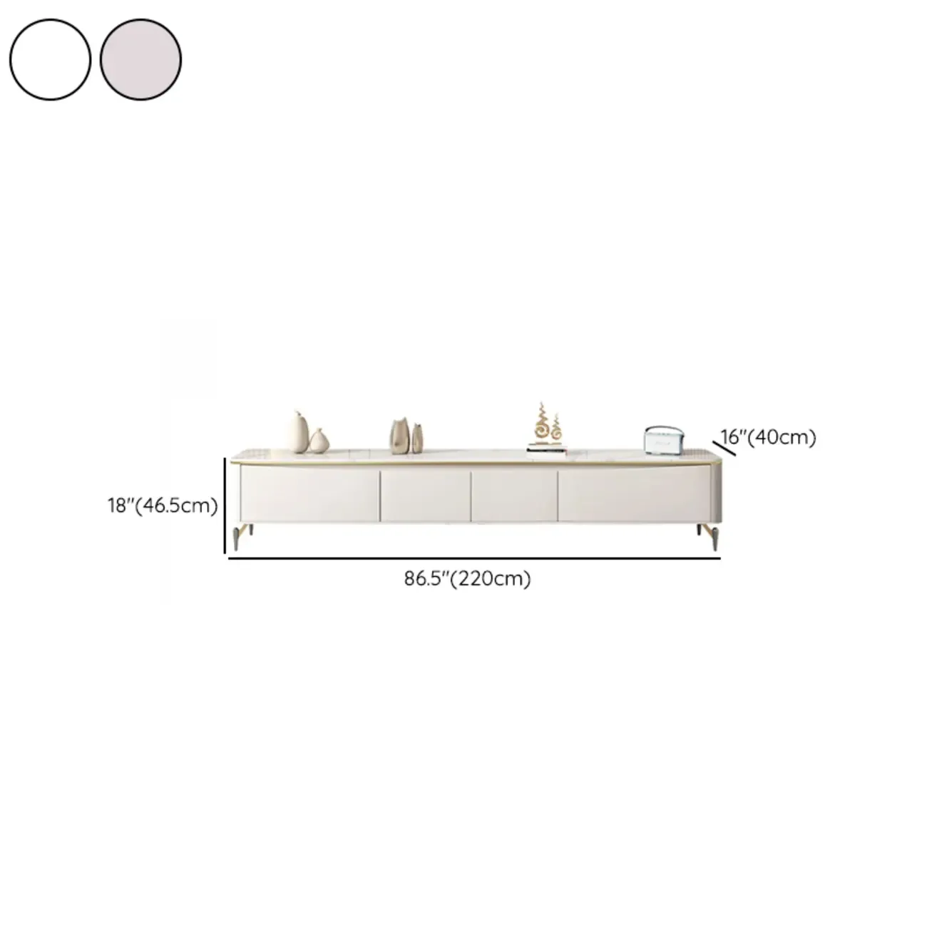 Modern TV Stand with Stone Top and Drawers for Living Room Image - 21