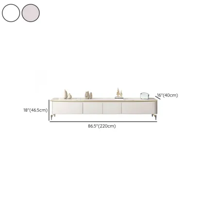 Modern TV Stand with Stone Top and Drawers for Living Room Image - 21