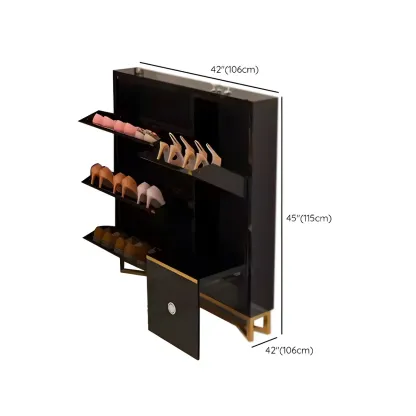 Gloss Black Wooden Slim Drop Front Shoe Cabinet #size