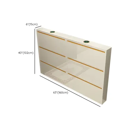 Gloss Black Wooden Slim Drop Front Shoe Cabinet Image - 27