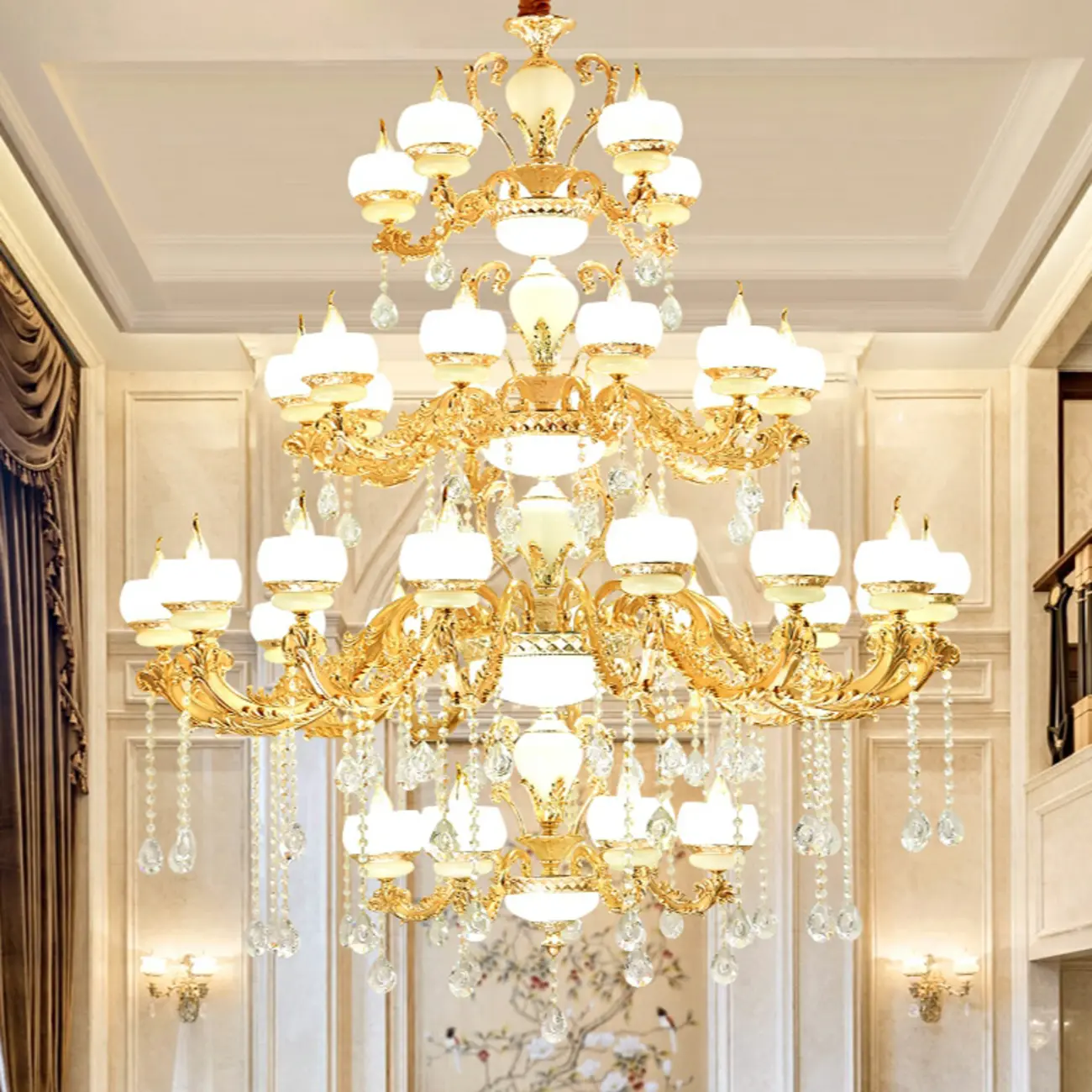 Gold Crystal Multi-Tier Ornate Classic Chandelier Light Image - 2 | homeyfad