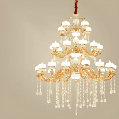 Gold Crystal Multi-Tier Ornate Classic Chandelier Light Image - 10