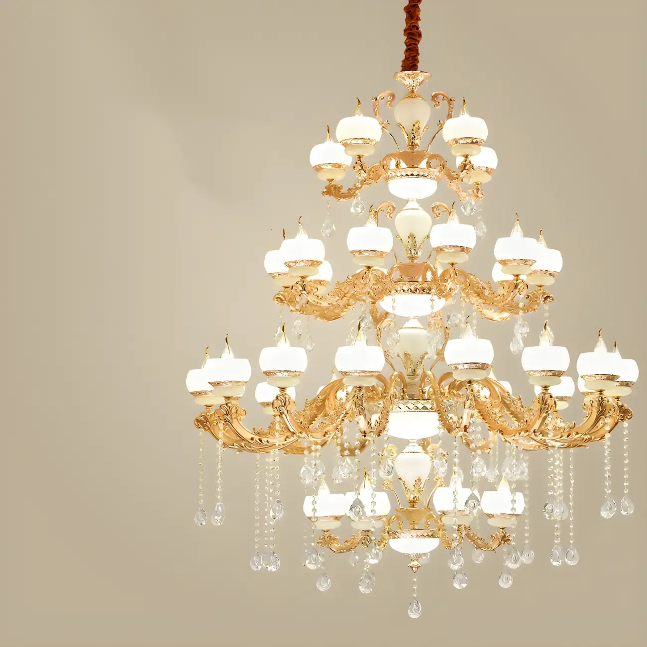 Gold Crystal Multi-Tier Ornate Classic Chandelier Light Image - 11