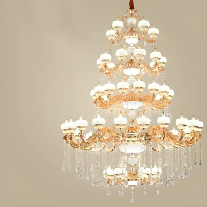 Gold Crystal Multi-Tier Ornate Classic Chandelier Light Image - 13