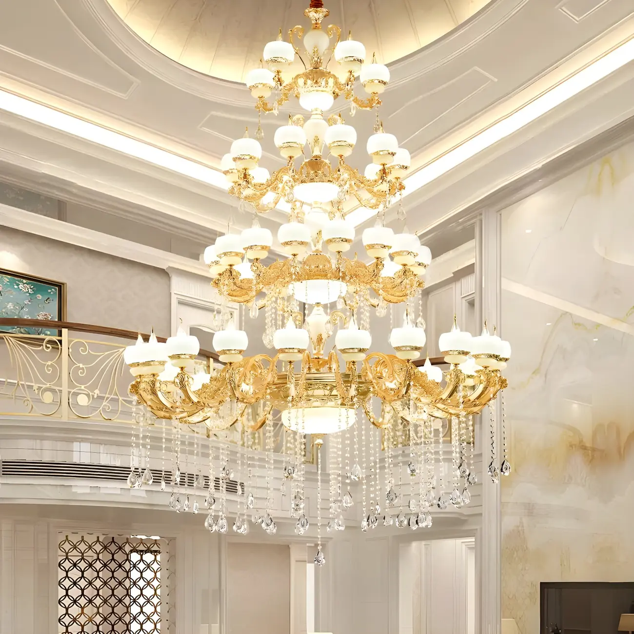 Gold Crystal Multi-Tier Ornate Classic Chandelier Light Image - 4 | homeyfad