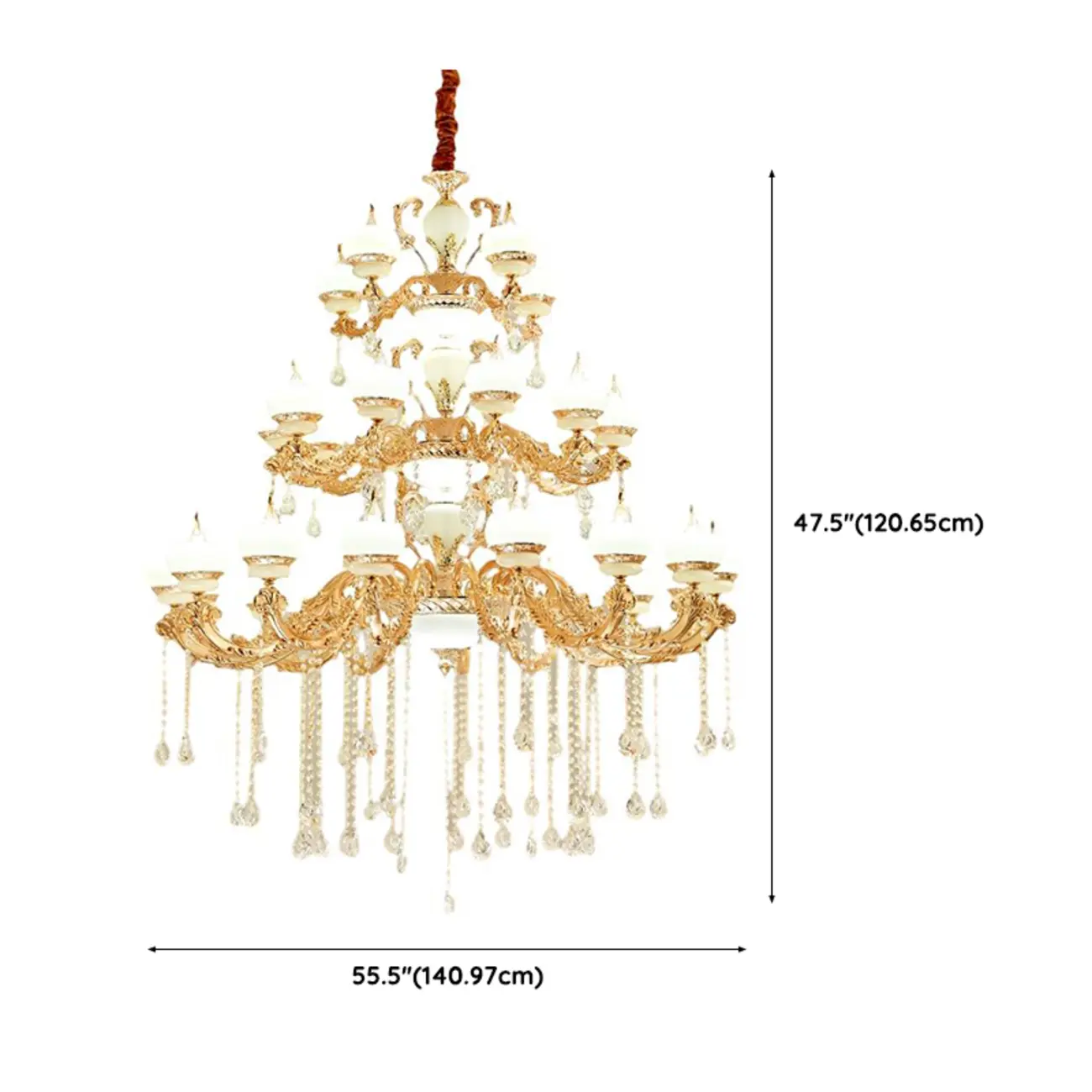 Gold Crystal Multi-Tier Ornate Classic Chandelier Light #size | homeyfad