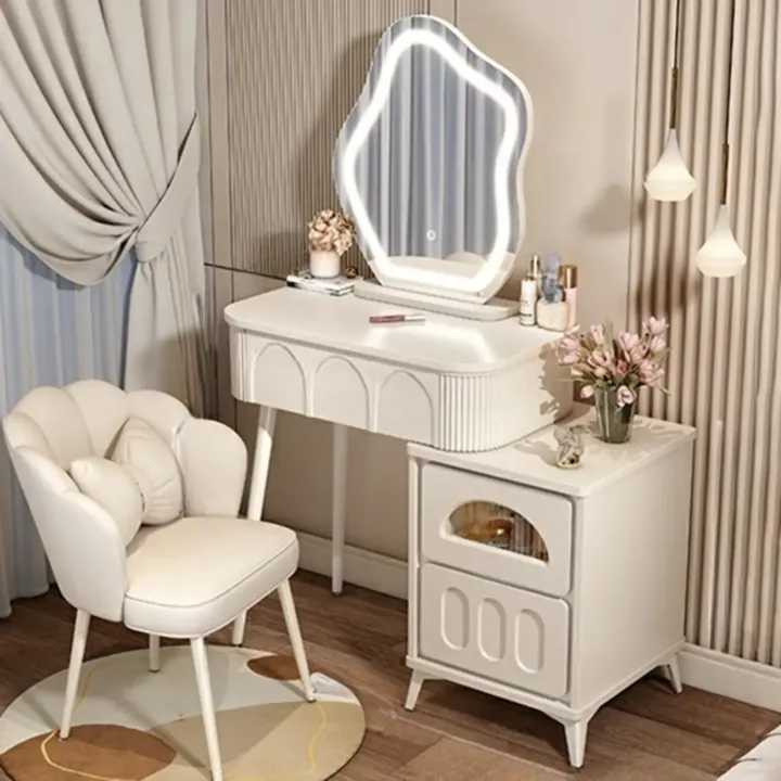 Mini Wood White Bedroom Makeup Vanity
