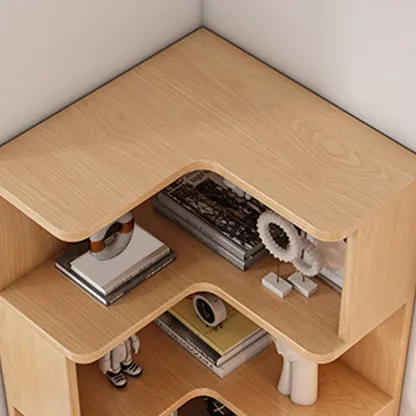 Elegant Woodern L-shaped Ladder Display Corner Bookcase Image - 7