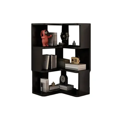 Elegant Woodern L-shaped Ladder Display Corner Bookcase Image - 10