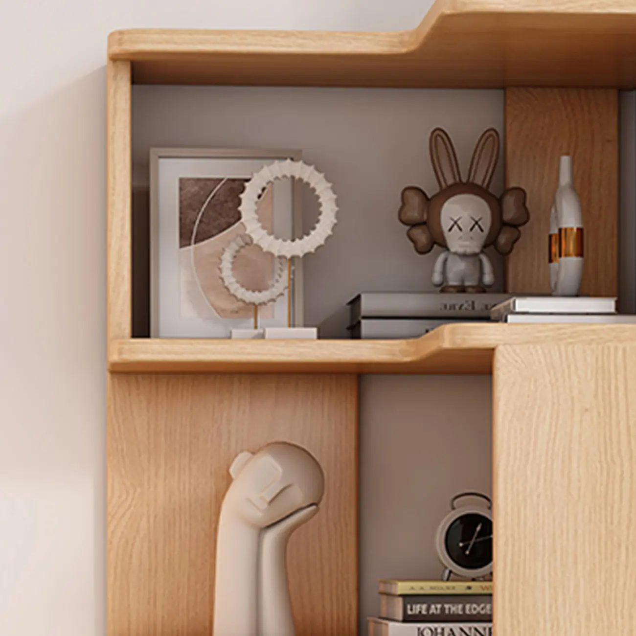 Elegant Woodern L-shaped Ladder Display Corner Bookcase Image - 15 | homeyfad