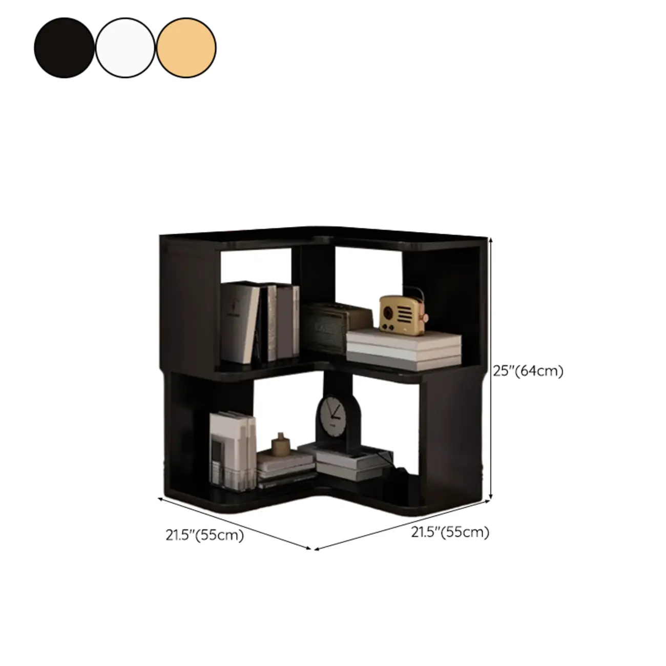 Elegant Woodern L-shaped Ladder Display Corner Bookcase #size | homeyfad