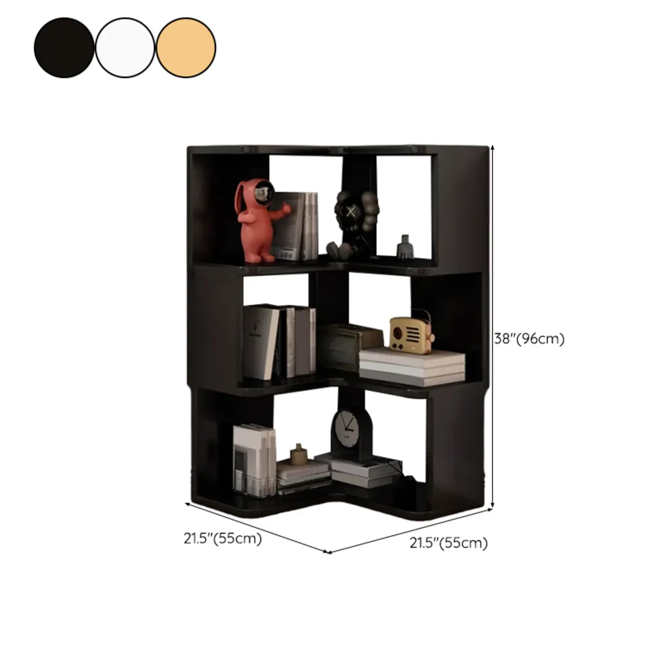 Elegant Woodern L-shaped Ladder Display Corner Bookcase Image - 25 | homeyfad