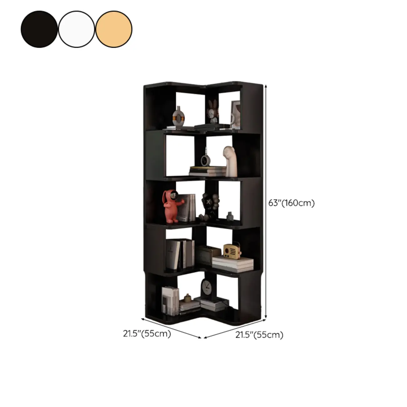 Elegant Woodern L-shaped Ladder Display Corner Bookcase Image - 27 | homeyfad
