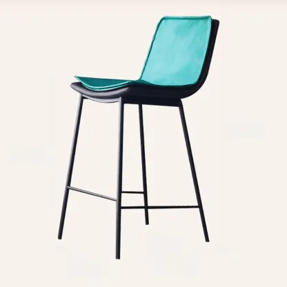 Simplistic Leather Bar Stool  with Backrest and Foot Support Image - 8