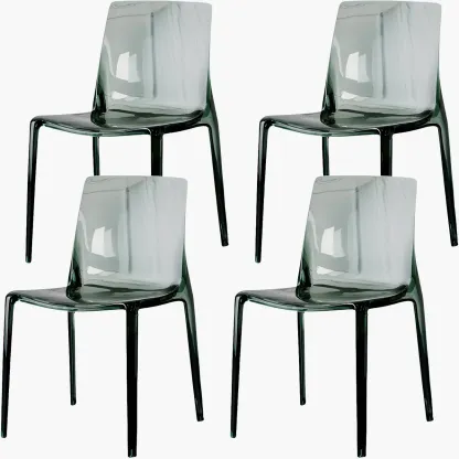 Amber Acrylic 	Armless Low Back Dining Chair Image - 33