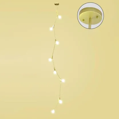 Gold Linear Glass Crystal Modern Chandelier Light Image - 9