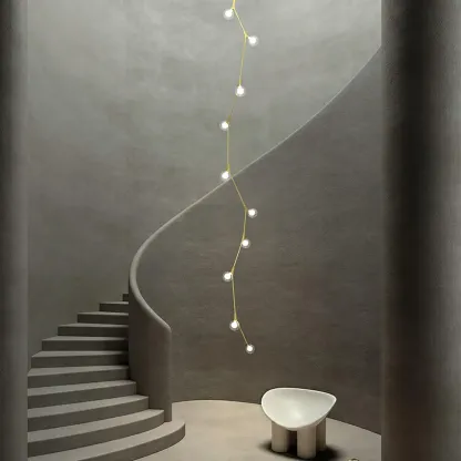 Gold Linear Glass Crystal Modern Chandelier Light Image - 2