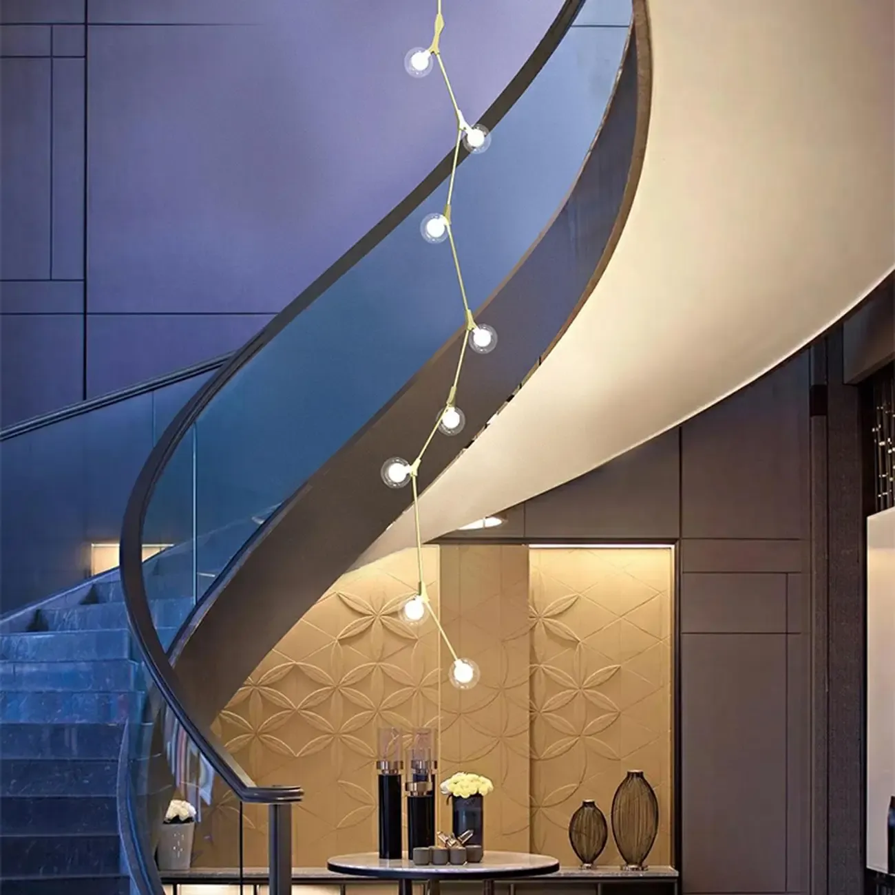 Gold Linear Glass Crystal Modern Chandelier Light Image - 6