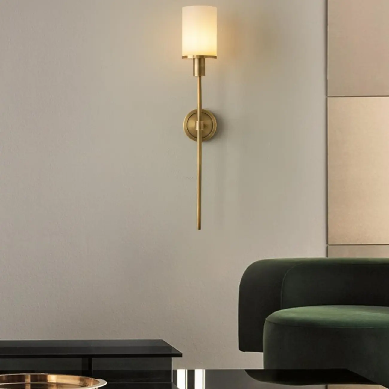 Modern Round Stone Wall Sconce with LED Light for Living Room | homeyfad