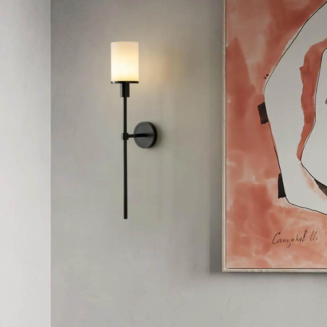 Modern Round Stone Wall Sconce with LED Light for Living Room | homeyfad