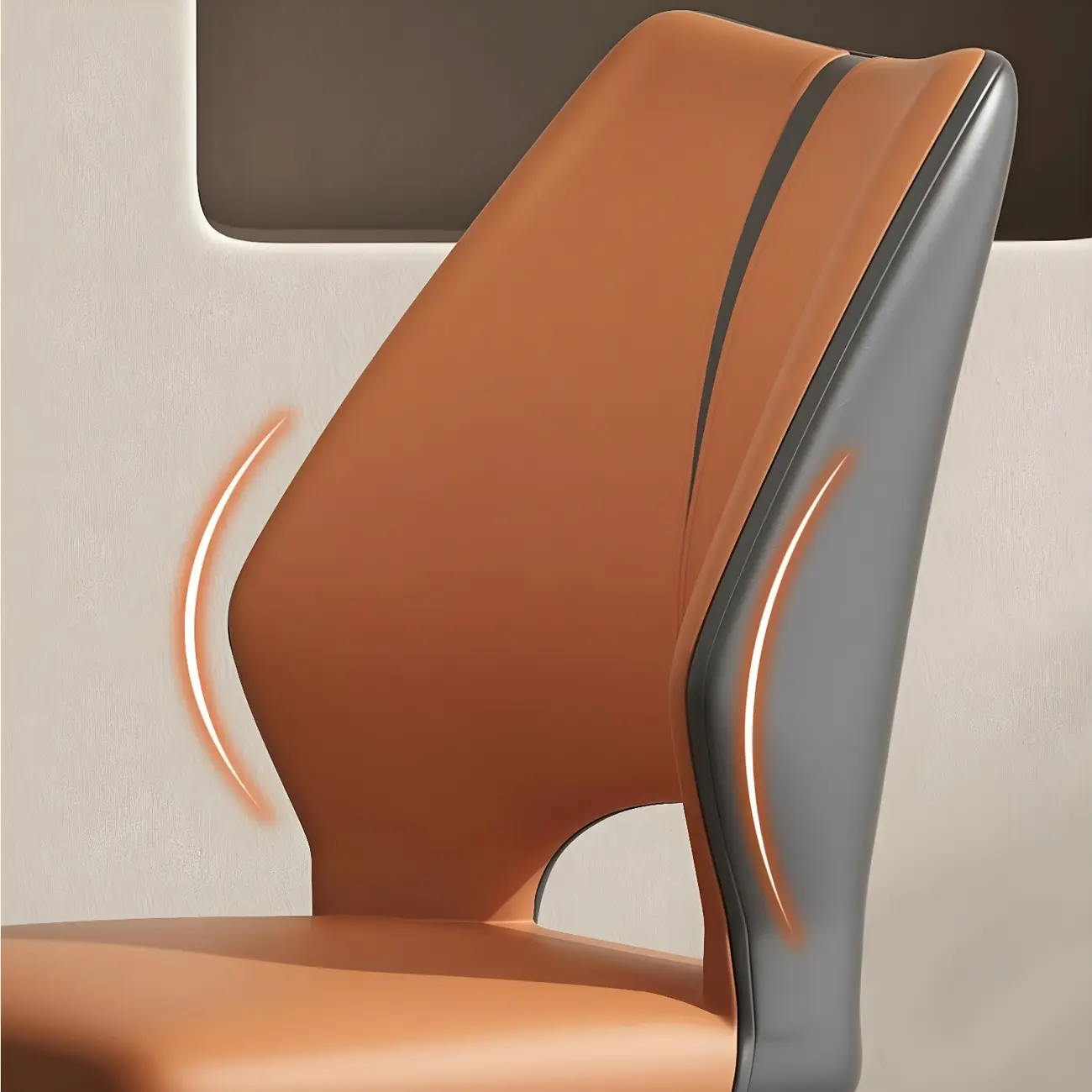 Curved Back Faux Leather Brown Side Dining Chair Image - 10 | homeyfad