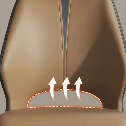 Curved Back Faux Leather Brown Side Dining Chair Image - 11