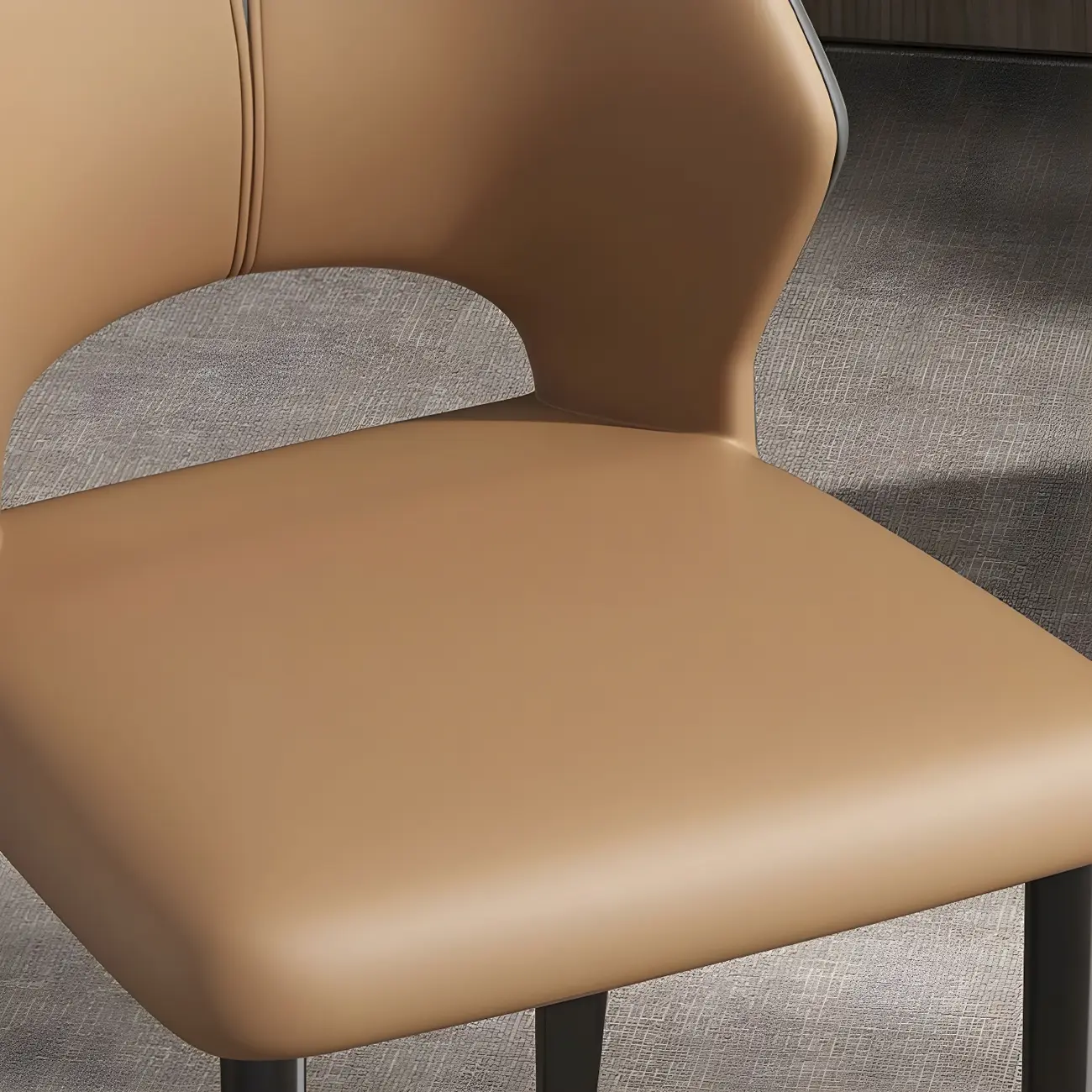 Curved Back Faux Leather Brown Side Dining Chair Image - 12 | homeyfad