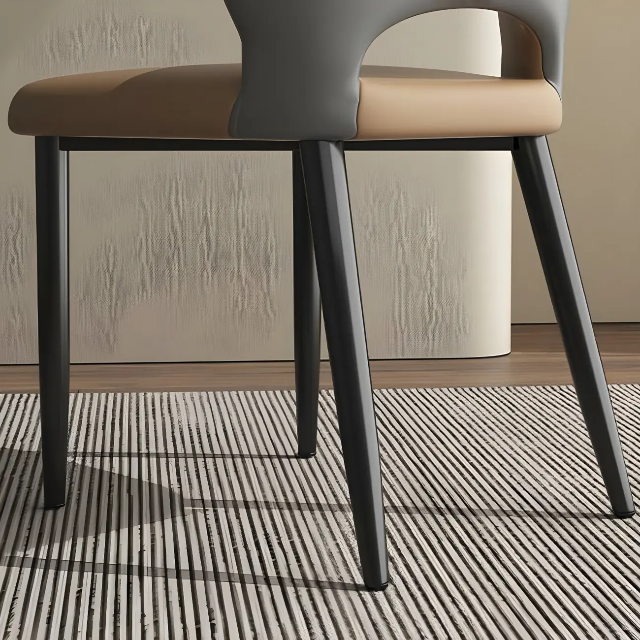 Curved Back Faux Leather Brown Side Dining Chair Image - 13 | homeyfad