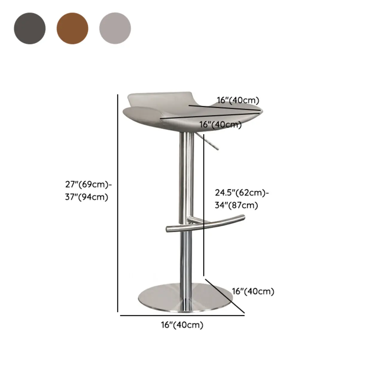 Stylish Metal Swivel Bar Stools with Adjustable Seat for Kitchen #size | homeyfad