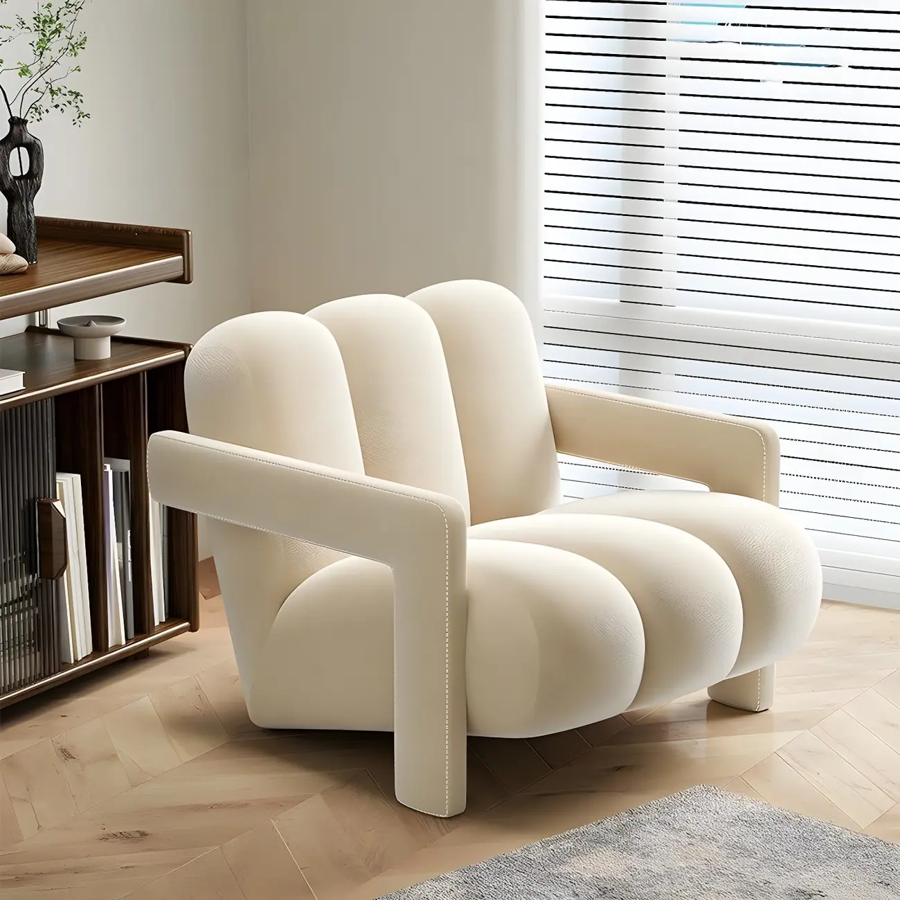 Modern Velvet Accent Chair with Square Arm for Living Room Image - 1 | homeyfad