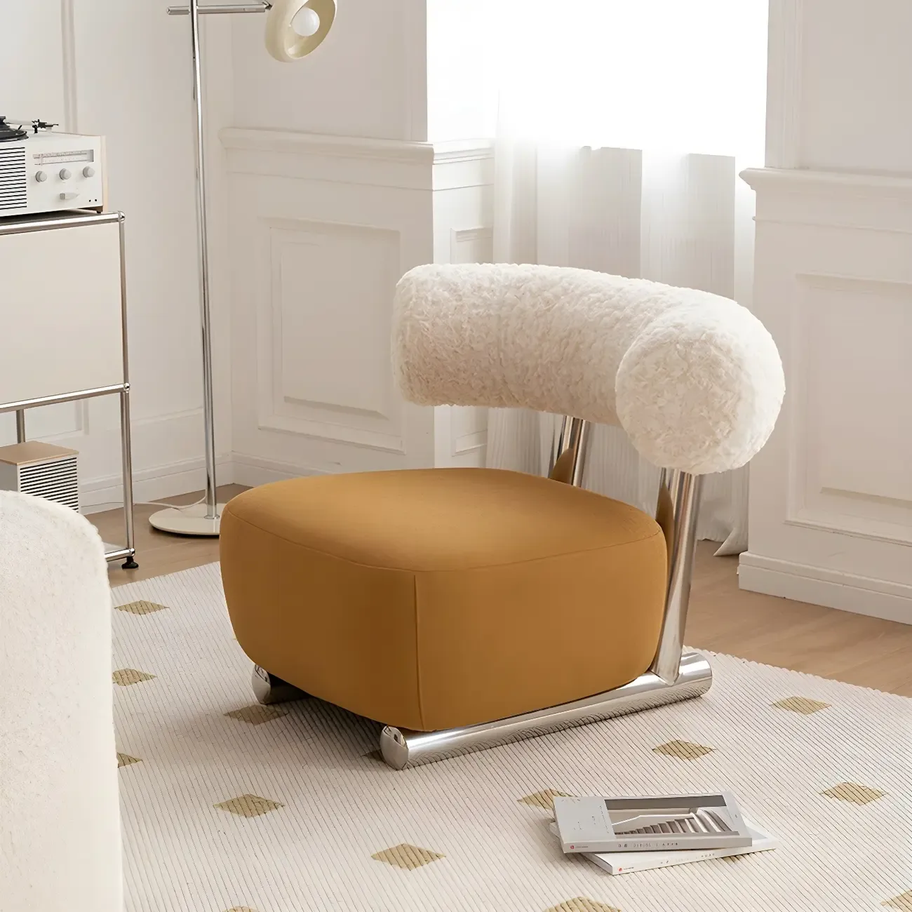 Industrial Fabric Accent Chair with Metal Frame for Living Room Image - 1