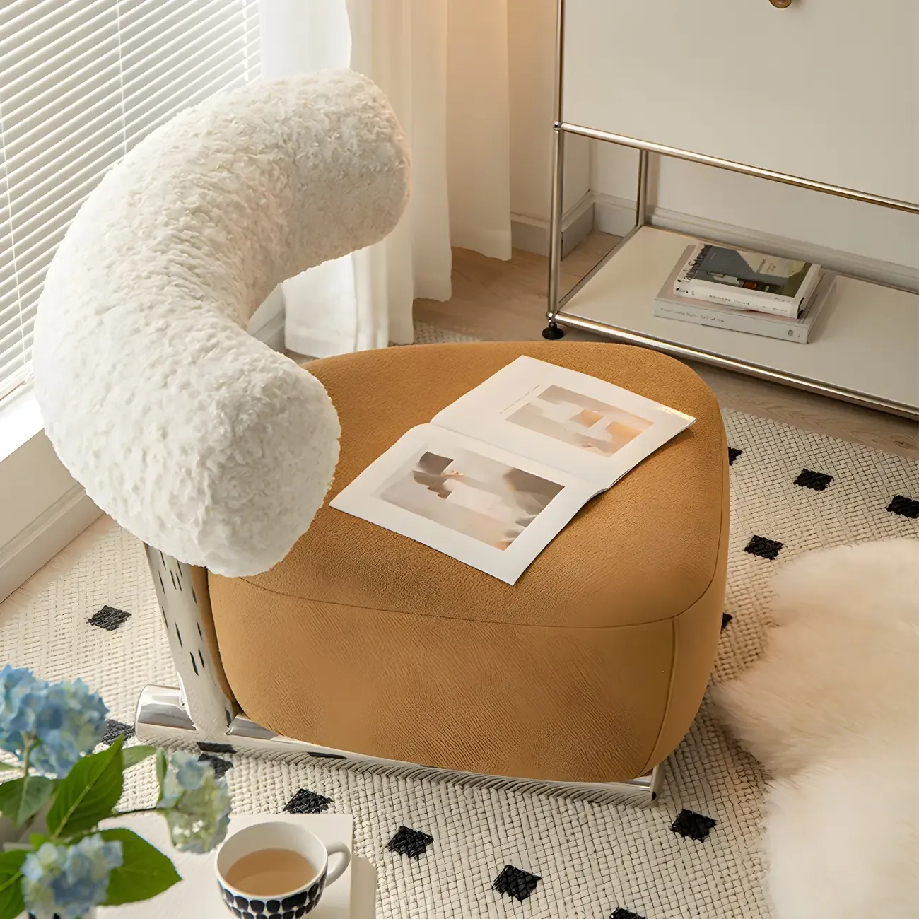 Industrial Fabric Accent Chair with Metal Frame for Living Room Image - 8