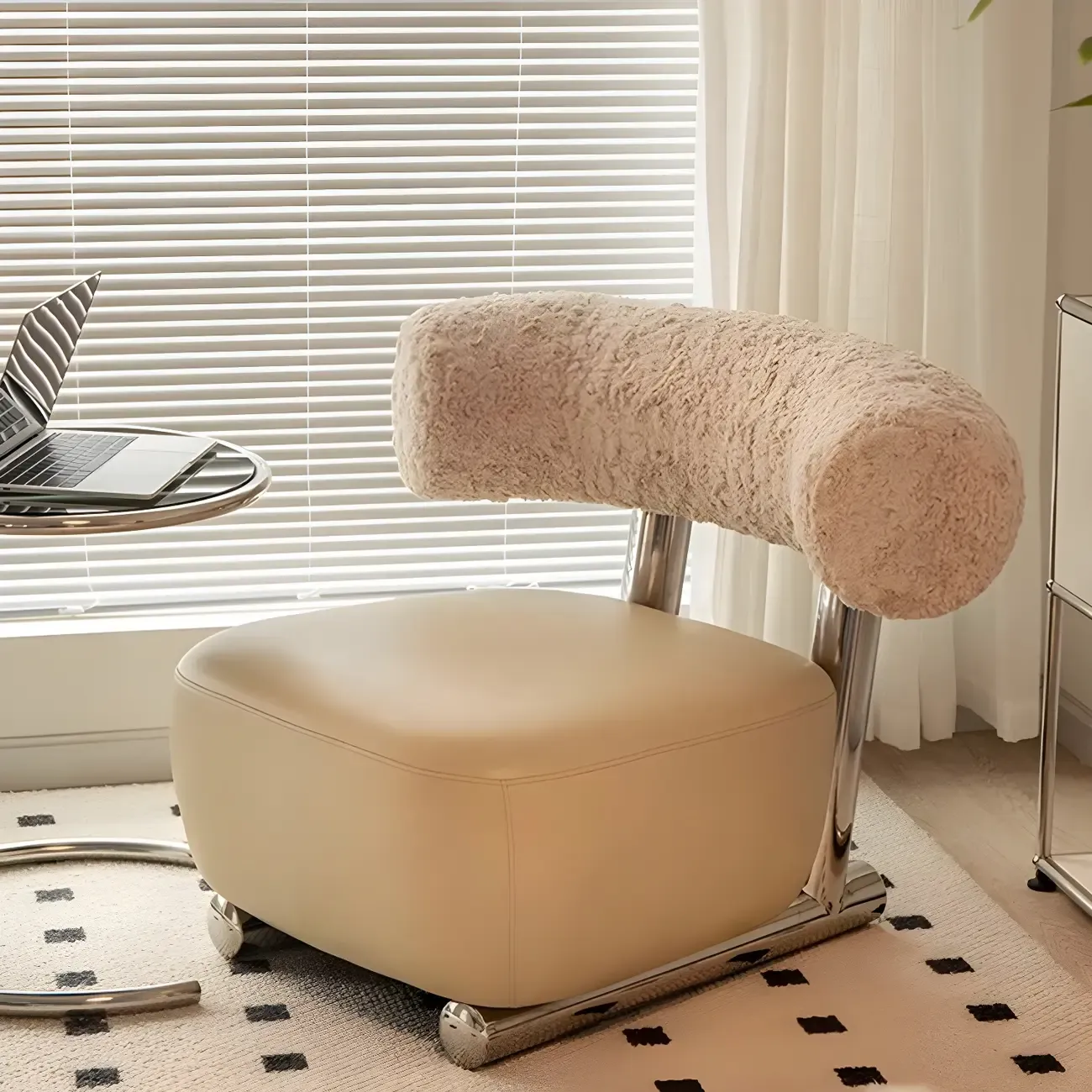 Industrial Fabric Accent Chair with Metal Frame for Living Room Image - 17