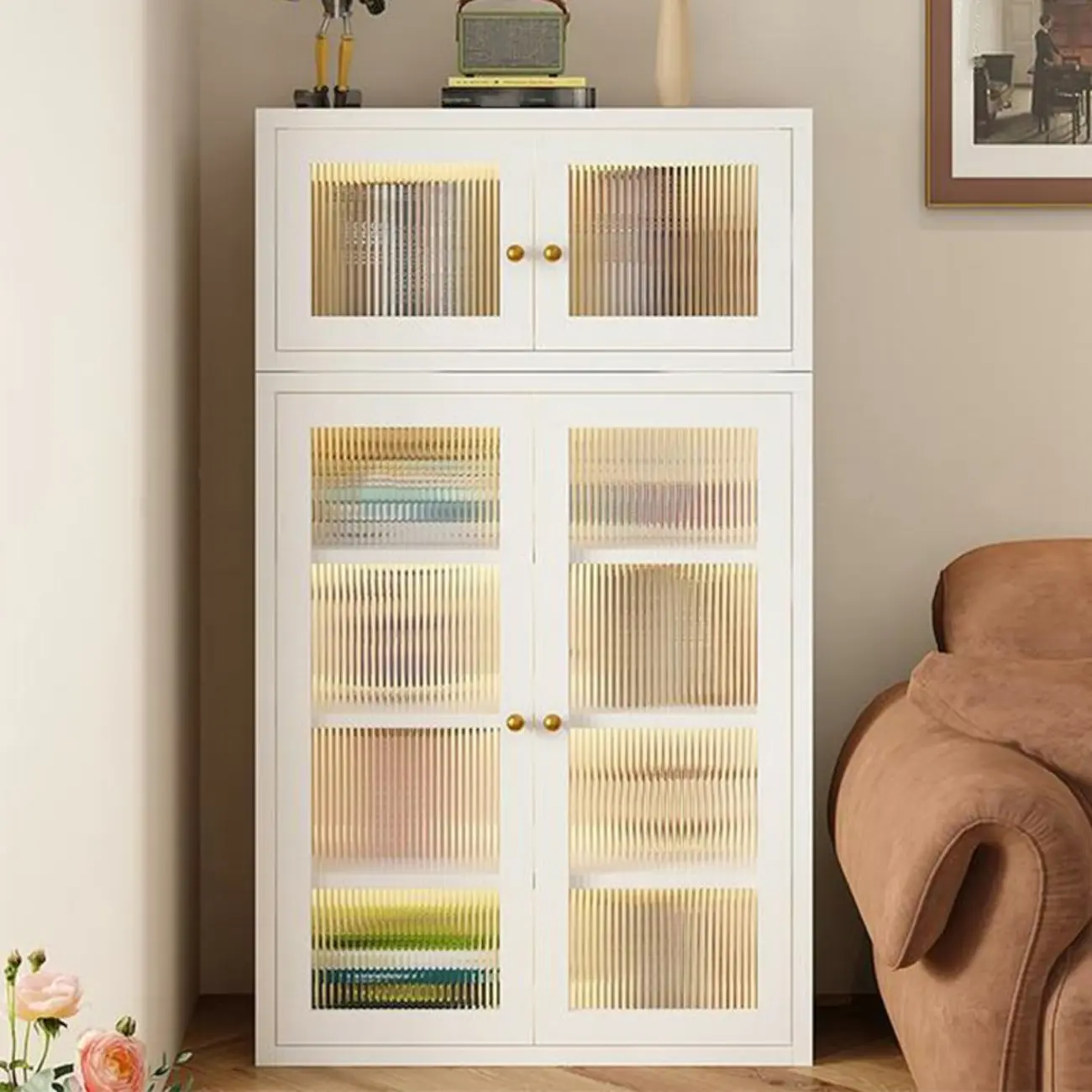 Modern Minimalist Solid Color Iron Rectangle Storage Cabinet Image - 4 | homeyfad