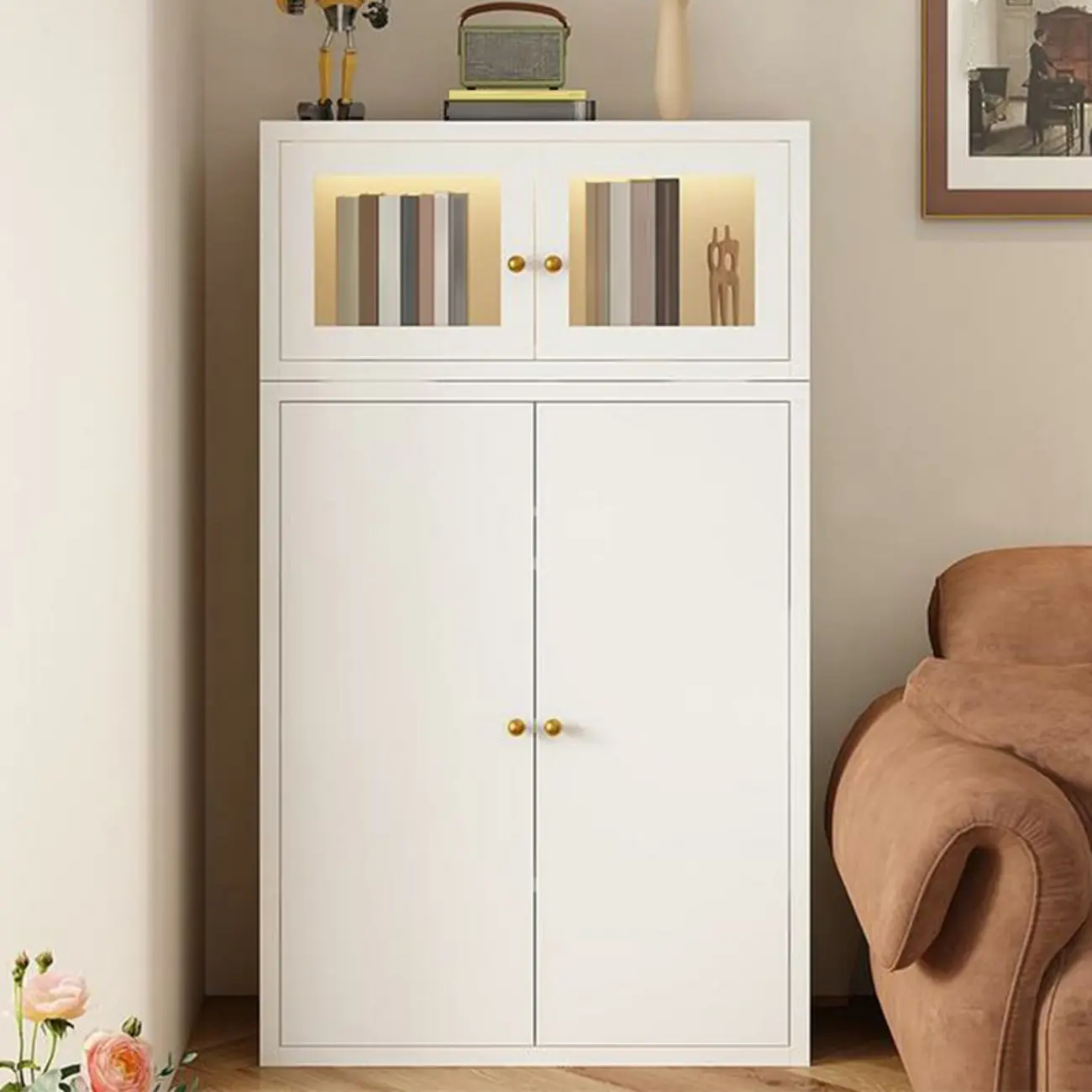 Modern Minimalist Solid Color Iron Rectangle Storage Cabinet Image - 3 | homeyfad